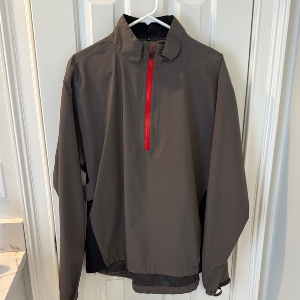 Men's Stylish Gray Windbreaker with Red Accent